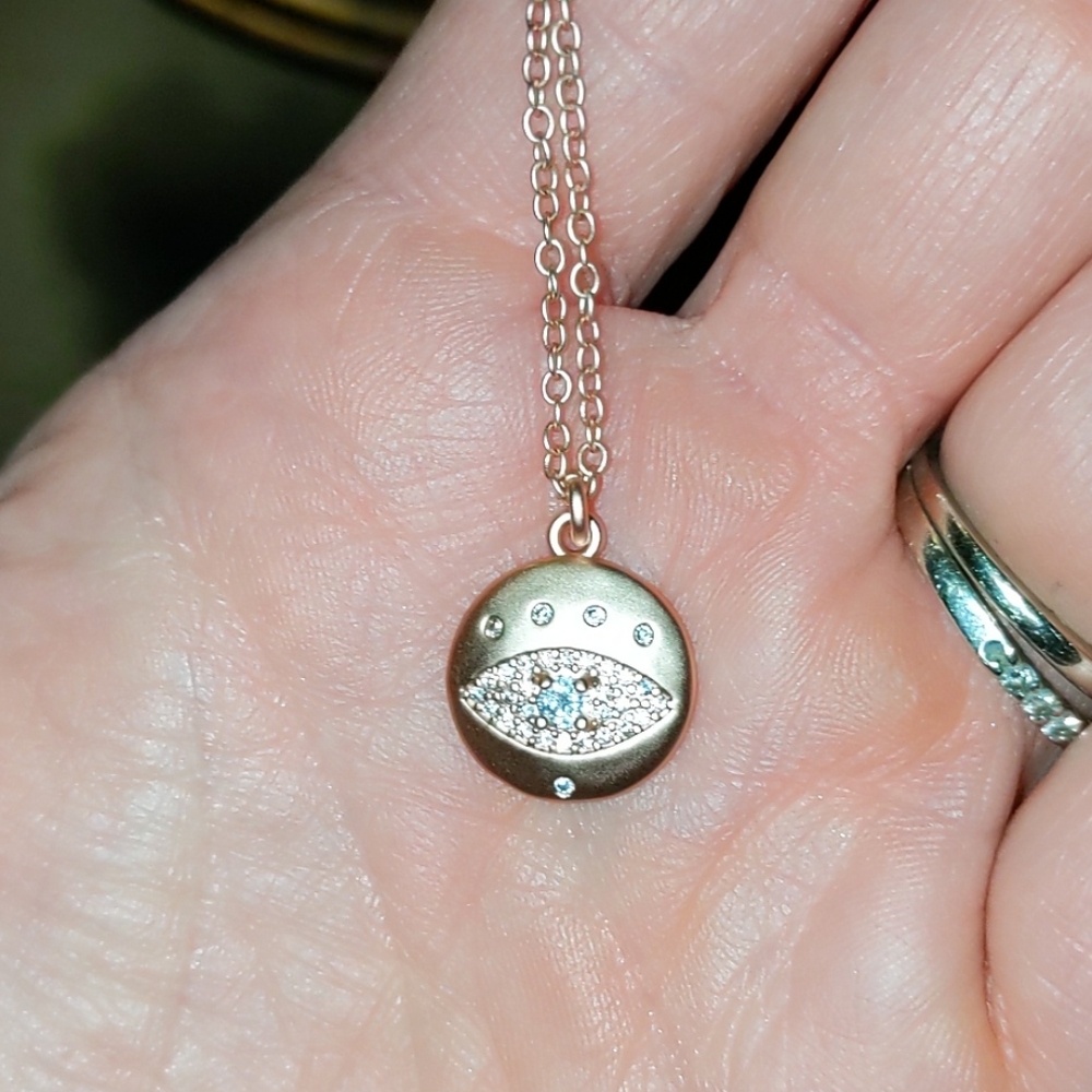 Evil eye rose gold necklace